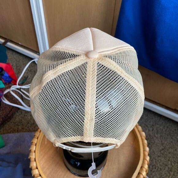 Vintage Nissin Cream Trucker Hat with UGLY Teddybear Patch Adjustable Snap Back - Picture 6 of 10